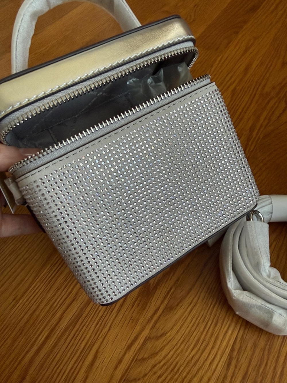 Michael Kors Silver Mini Vanity Bag with Strap - Picture 3 of 7